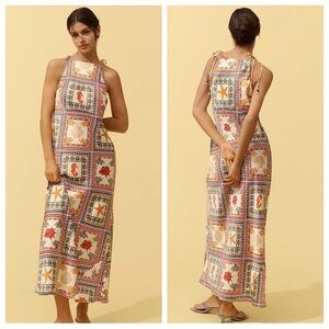 NWT! Anthropologie Ocean Mosaic Tie-Neck Column Midi Dress - Size 🎡